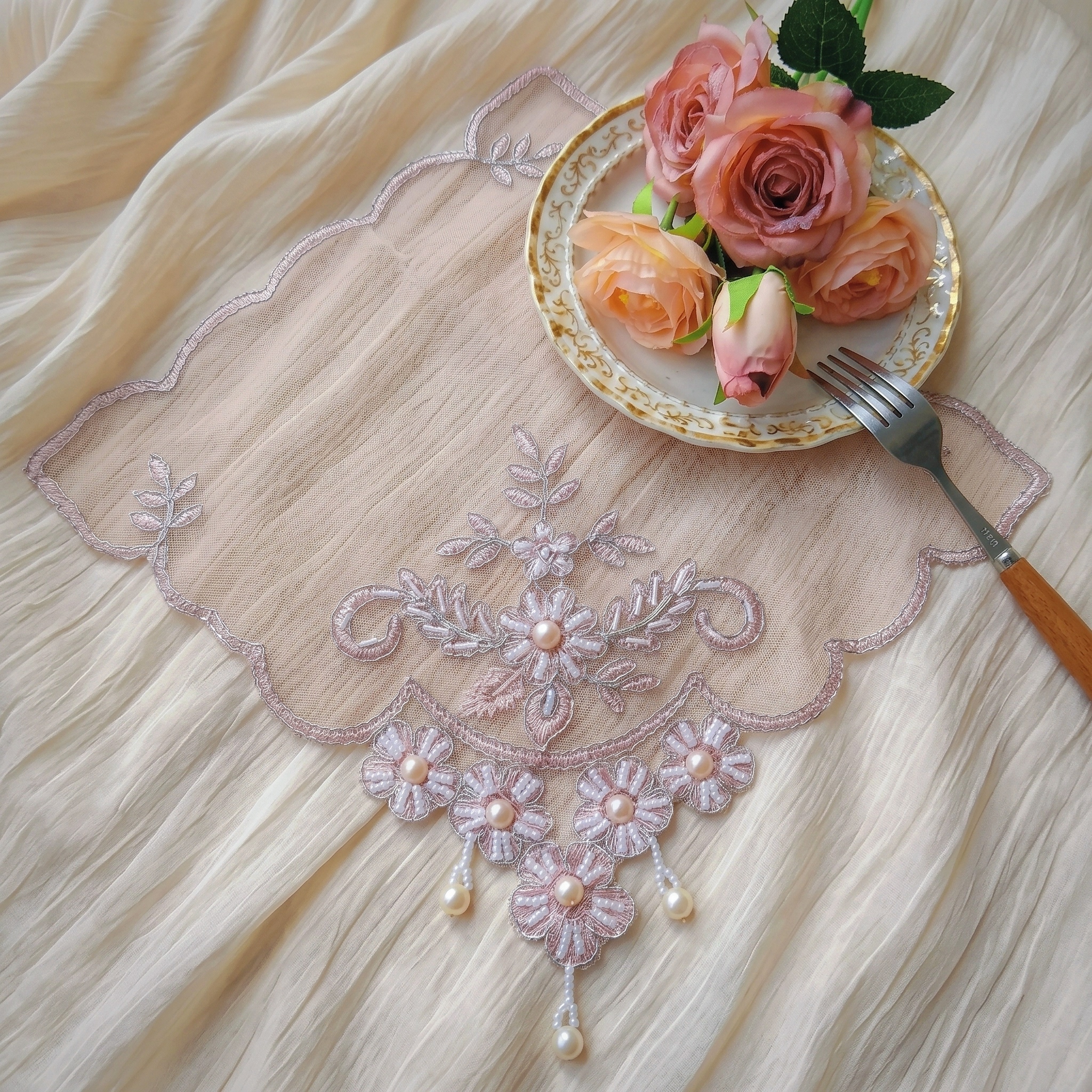 Set Of 8 Pink Lace Placemats H – Photography Background recenzja i cena